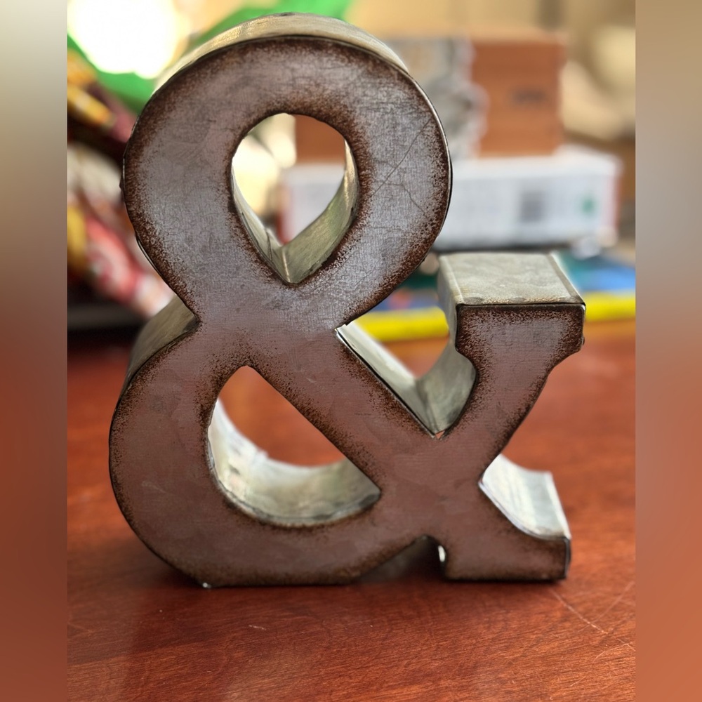 Galvanized Metallic Ampersand Decor 7”